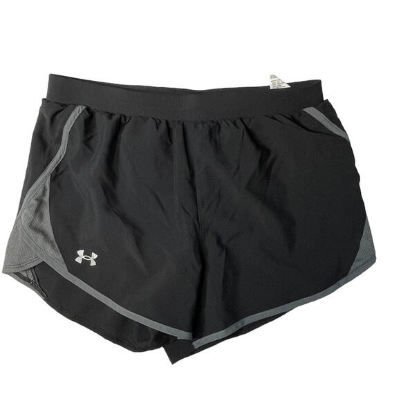 UNDER ARMOUR Fly By 2.0 Running Short Womens Medium Black Gray Lightweight - Picture 1 of 10